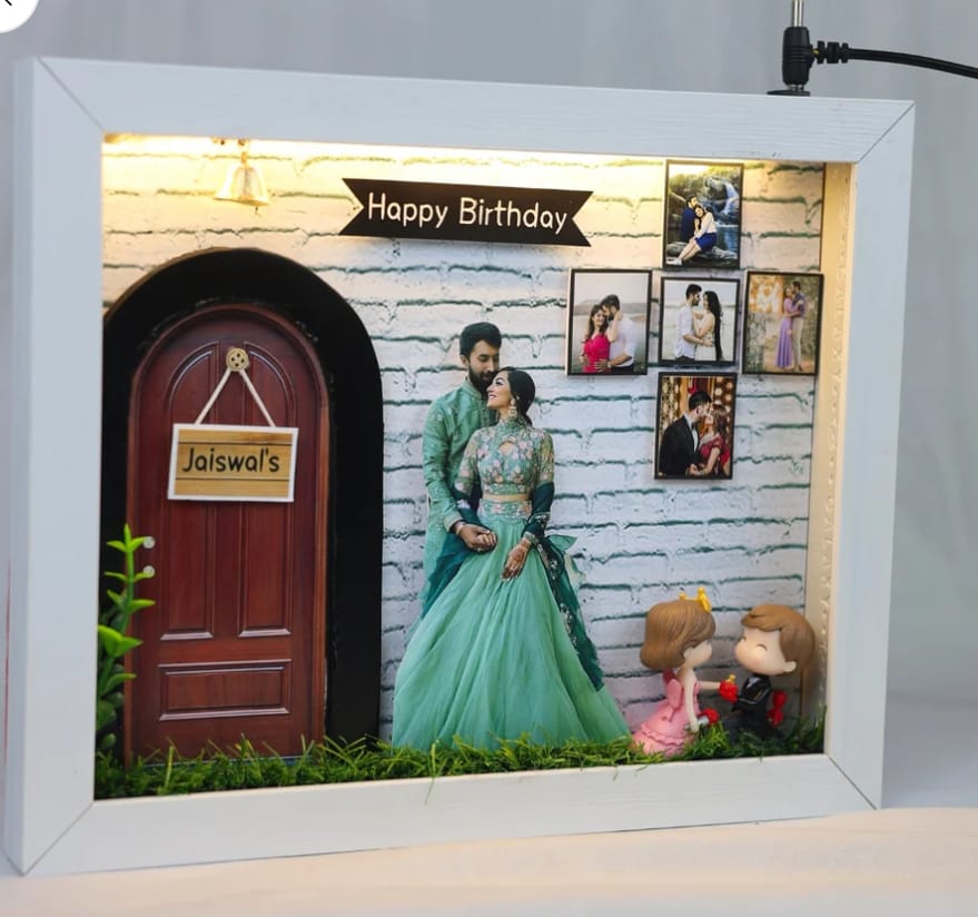 Personalized Wooden Engraved Photo Frame - Gift for Couples