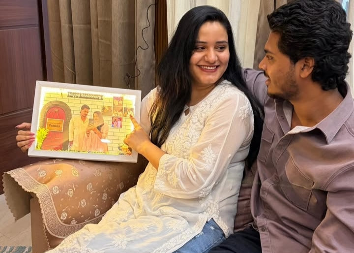 Personalized Wooden Engraved Photo Frame - Gift for Couples